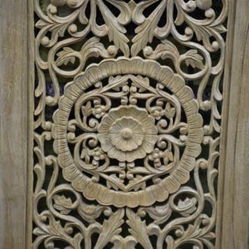 Bangkok wandpaneel houtsnijwerk teak white wash 100x50x3 cm, Ophalen of Verzenden, Nieuw