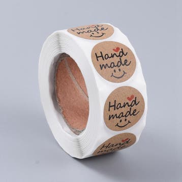 1 rol 500 stickers Wensetiket zegel rond 25mm Handmade, Ophalen of Verzenden, Nieuw