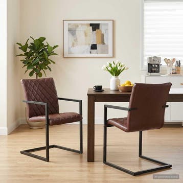 vidaXL Eetkamerstoelen 2 st echt leer bruin, Huis en Inrichting, Stoelen, Verzenden, Nieuw, Bruin
