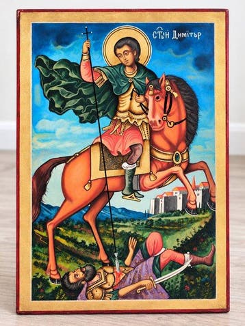 Icoon - Demetrius van Thessaloniki - Hout, tempera -