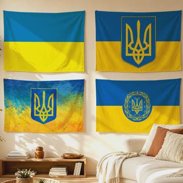 Oekraïense Vlag Wandkleed - Decoratief Tapijt voor Slaapkame, Verzenden, Nieuw