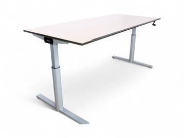 Gispen TM slingerbureau, 180x80 cm, lindberg eiken-aluminium, Ophalen of Verzenden, Gebruikt