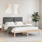 vidaXL Bedframe met Gevoerd Hoofdgedeelte Donkergrijs 135 x, Huis en Inrichting, Slaapkamer | Bedden, Verzenden, Nieuw, Grijs