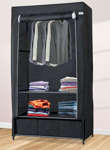 Lendo Online Opvouwbare Kledingkast 90x47x163 cm Zwart, Huis en Inrichting, Kasten | Kledingkasten, Verzenden, Nieuw