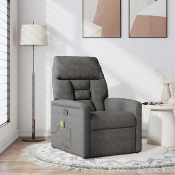vidaXL Massagestoel microvezelstof donkergrijs, Verzenden, Nieuw