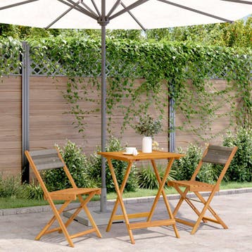 vidaXL 3-delige Bistroset polypropeen en massief hout grijs, Verzenden, Nieuw, Hardhout