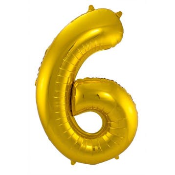 Folie Ballon cijfer 6 goud 86 cm, Verzenden, Nieuw, Versiering, Verjaardag