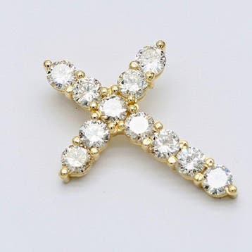 Kruishanger - 14 karaat Geel goud - 1.20ct. tw. Diamant
