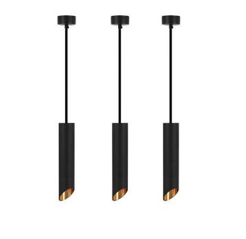 Hanglamp | 3 | Zwart met gouden binnenzijde | Luxe LED, Ophalen of Verzenden, Nieuw