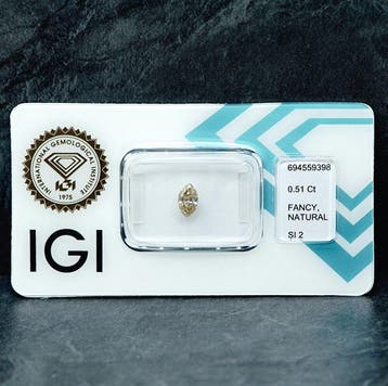 1 pcs Diamant (Natuurlijk gekleurd) - 0.51 ct - Markies -, Nieuw