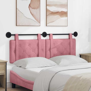 vidaXL Hangend hoofdbord Roze Fluweel, Verzenden, Nieuw, Stof