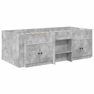 vidaXL Loft Bed Frame met Kast met opslag 3 st Betongrijs, Verzenden, Nieuw, Grijs, Hout