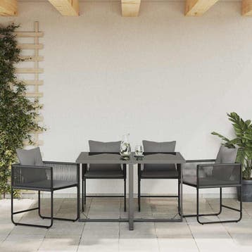 vidaXL Stoel 4 st Zwart en Anthraciet PE Rattan, Verzenden, Nieuw