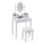 LIVSK Make-Uptafel met Ledverlichting - 3 Laden - 360° Draai, Huis en Inrichting, Verzenden, Nieuw