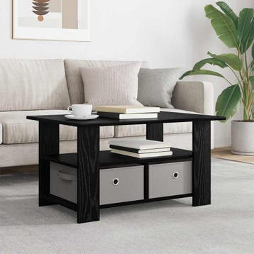 vidaXL Salontafel Zwart Eiken 77 x 55 x 42 cm Bewerkt hout, Verzenden, Nieuw, Overige houtsoorten