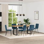 vidaXL Eetkamerstoelen 6 st fluweel blauw, Huis en Inrichting, Stoelen, Verzenden, Nieuw, Blauw