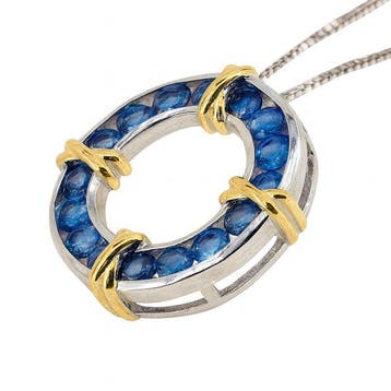 Zonder minimumprijs - Halsketting Verguld Saffier - 18k goud, Sieraden, Tassen en Uiterlijk, Kettingen, Nieuw