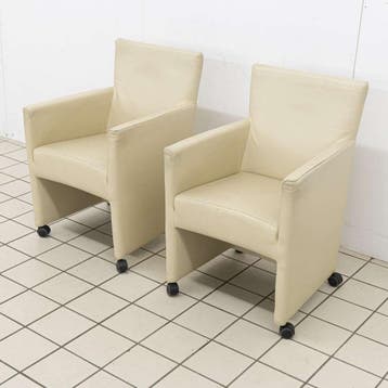 Paar Crèmeleren Bert Plantagie Stoelen op Zwenkwielen, Huis en Inrichting, Stoelen, Ophalen of Verzenden, Nieuw