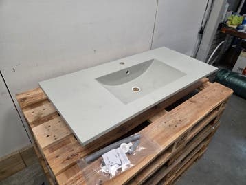 Wastafel – 101 x 46,5 cm – Mat Grijs – Polybeton – 1, Ophalen of Verzenden, Nieuw, Bad