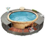 vidaXL Hottub-ombouw poly rattan grijs, Verzenden, Nieuw