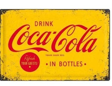 Drink Coca-Cola in bottles reclamebord, Verzamelen, Nieuw