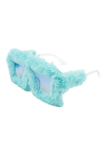 KIMU® Vierkant Bont Zonnebril Blauw Montuur Kunststof Blauwe, Ophalen of Verzenden, Nieuw, Feestartikel, Carnaval
