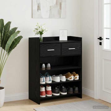 vidaXL Schoenenkast 73,5 x 36 x 92 cm Bewerkt hout Zwart, Verzenden, Nieuw