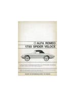 1968 ALFA ROMEO SPIDER 1750 VELOCE BIJLAGE INSTRUCTIEBOEKJE, Auto diversen, Handleidingen en Instructieboekjes