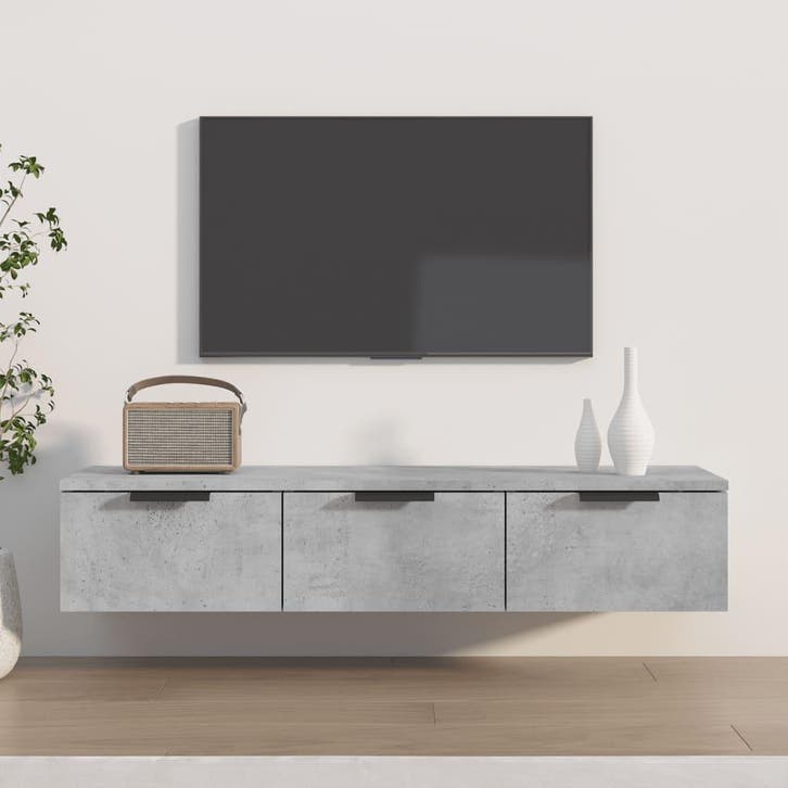 vidaXL Wandkast 102x30x20 cm bewerkt hout betongrijs, Huis en Inrichting, Kasten | Overige, Nieuw, Verzenden