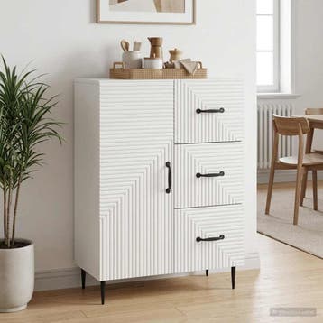 vidaXL Dressoir Wit 66 x 34,5 x 89,5 cm Bewerkt hout, Verzenden, Nieuw, Overige houtsoorten, Minder dan 50 cm