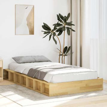 vidaXL Bedframe zonder matras 75x190 cm massief hout eiken, Eenpersoons, Bruin, Verzenden, Nieuw