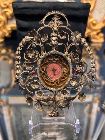 Antiek Reliekhouder - Zilver - 1750-1800 - Heilige Kruis van
