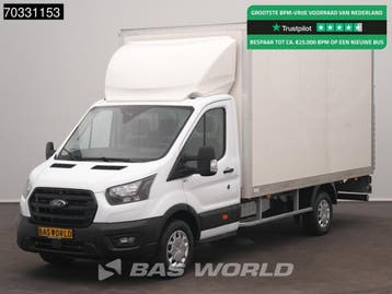 Ford Transit 130pk Laadklep Bakwagen Airco Cruise Euro6 Meub, Stof, Gebruikt, Euro 6, Wit
