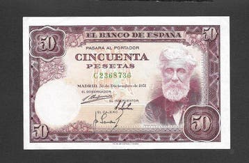 Spanje. - 50 Pesetas - 1951 - Pick 141 (Zonder minimumprijs)