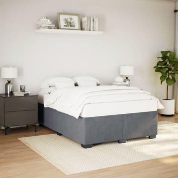 vidaXL Bedframe zonder matras 160x200 cm fluweel donkergrijs, Verzenden, 200 cm, 160 cm, Nieuw