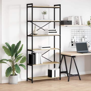 vidaXL Boekenkast 80 x 30 x 189,5 cm Bewerkt hout Sonoma, Huis en Inrichting, Kasten | Boekenkasten, Minder dan 50 cm, Verzenden