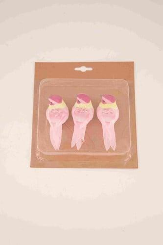 Bird on clip Roze 10,5x3,5x3,5 cm 3 stuks, Ophalen of Verzenden, Nieuw