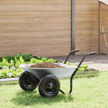 vidaXL Kruiwagen Zilver en Zwart 80 L 120 kg Gegalvaniseerd, Verzenden, Nieuw