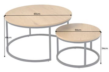 Salontafel ELEGANCE 80 cm, set van 2, met een look van wild, Ophalen of Verzenden, Nieuw