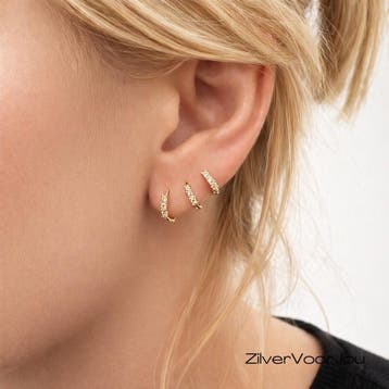Zilveren 3-delige set mini hoops gold plated, Verzenden, Nieuw, Zilver