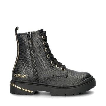 Replay Joplin veterboots in het Zwart, Verzenden, Zwart, Lage of Enkellaarzen, Nieuw