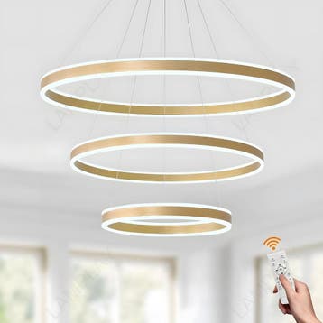Design Kroonluchter Goud - 3 Ringen - Tweedekansje OP=OP, Ophalen of Verzenden, Nieuw, Metaal, Modern