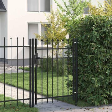 vidaXL Poort met puntige bovenkant enkel 1x1,2 m staal zwart, Tuin en Terras, Tuinpoorten, Verzenden, Nieuw