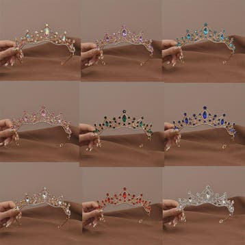 Vintage Barok Kristallen Tiara Kroon met Strass - Bruids & F, Antiek en Kunst, Verzenden