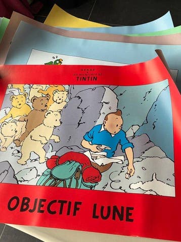 Tintin Set van 6 verzamelposters van Tintin, Nieuw