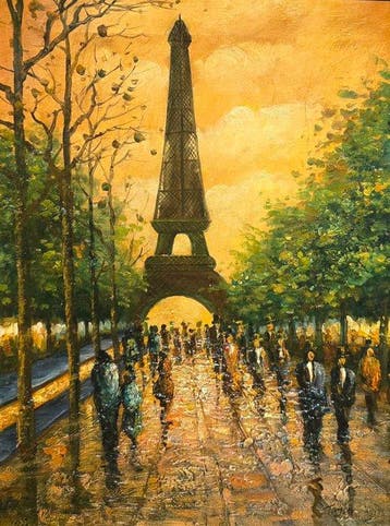 Franse school (XX) - Veduta su la Tour Eiffel