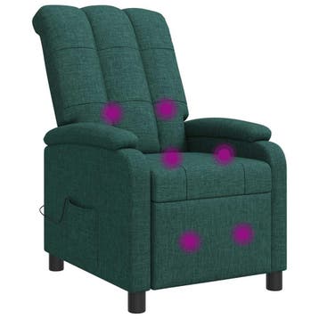 vidaXL Massage Recliner Donkergroen Stof, Verzenden, Nieuw