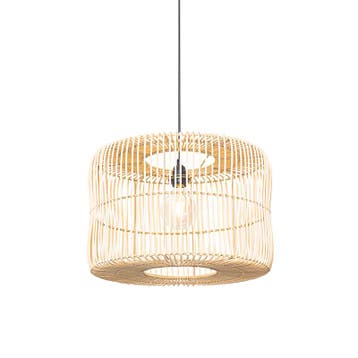 Oosterse hanglamp zwart met rotan kap - Maud, Verzenden, Nieuw, Oosters