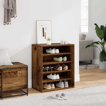 vidaXL Schoenenkast 60x35x70 cm bewerkt hout oud houtkleurig, Verzenden, Nieuw