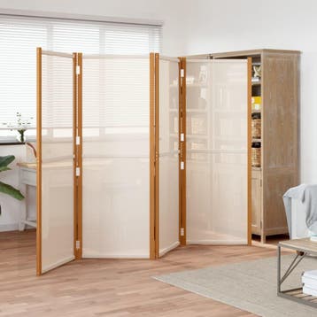 vidaXL Kamerscherm met 4 panelen 280x180 cm crèmewit, Verzenden, Nieuw